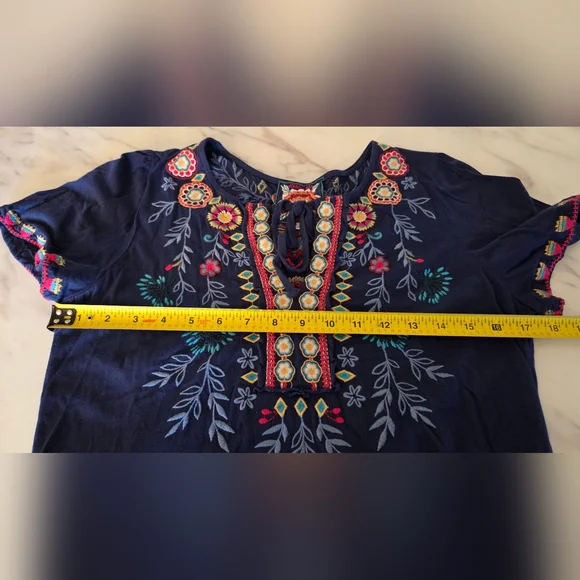 Johnny Was Sicilia Tiered Knit Dress Embroidered Details - Picture 10 of 10